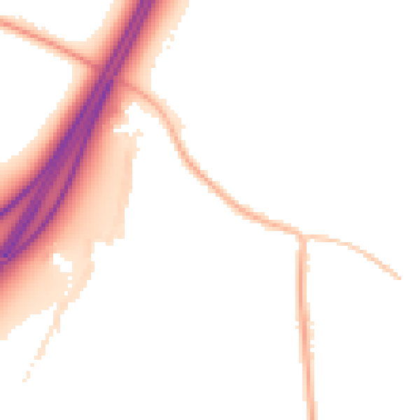 Night-time road noise heatmap for S66 9HN