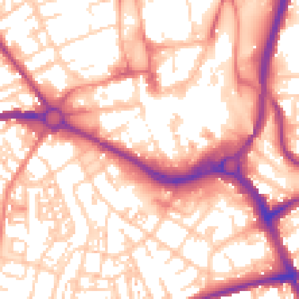 Daytime road noise heatmap for S70 1AQ