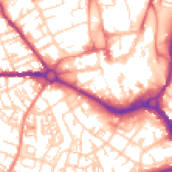 Daytime road noise heatmap for S70 1AW