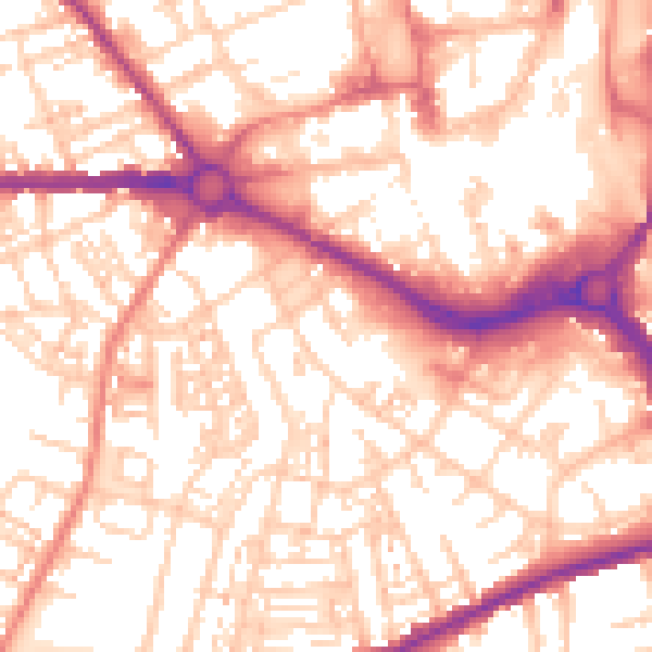 Daytime road noise heatmap for S70 1AY
