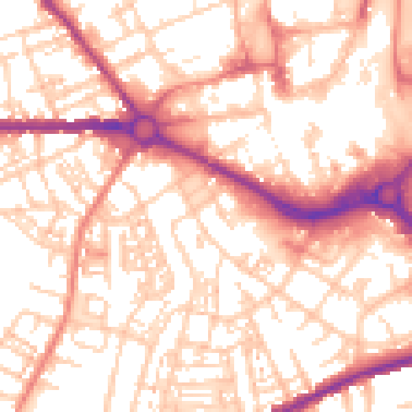 Daytime road noise heatmap for S70 1BA