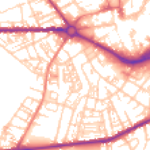 Daytime road noise heatmap for S70 1BP