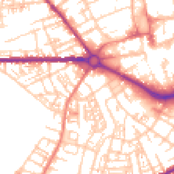 Daytime road noise heatmap for S70 1BW