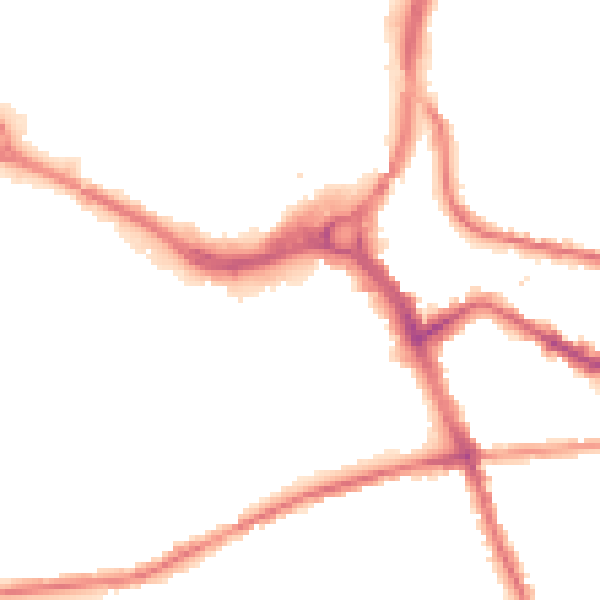Night-time road noise heatmap for S70 1DL