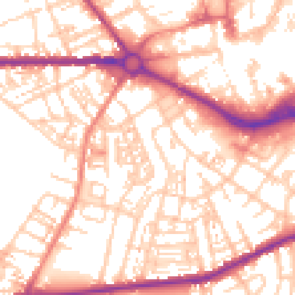 Daytime road noise heatmap for S70 1HB