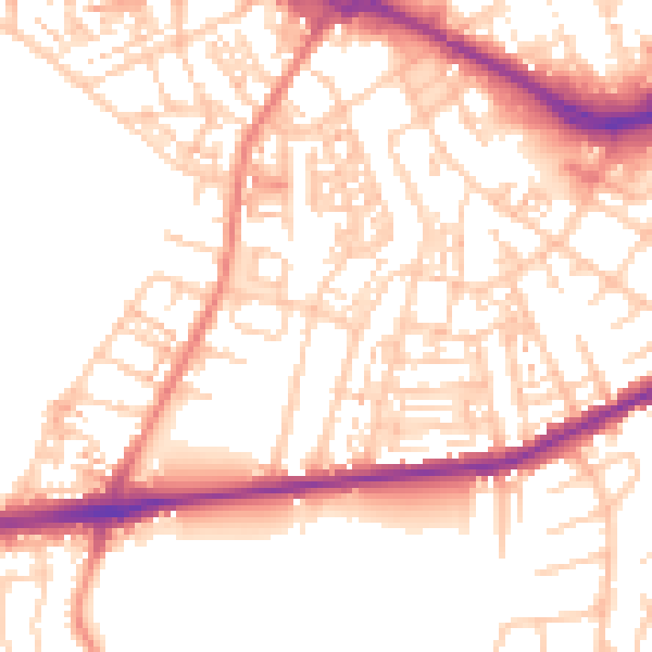 Daytime road noise heatmap for S70 1HE