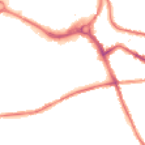 Night-time road noise heatmap for S70 1HH