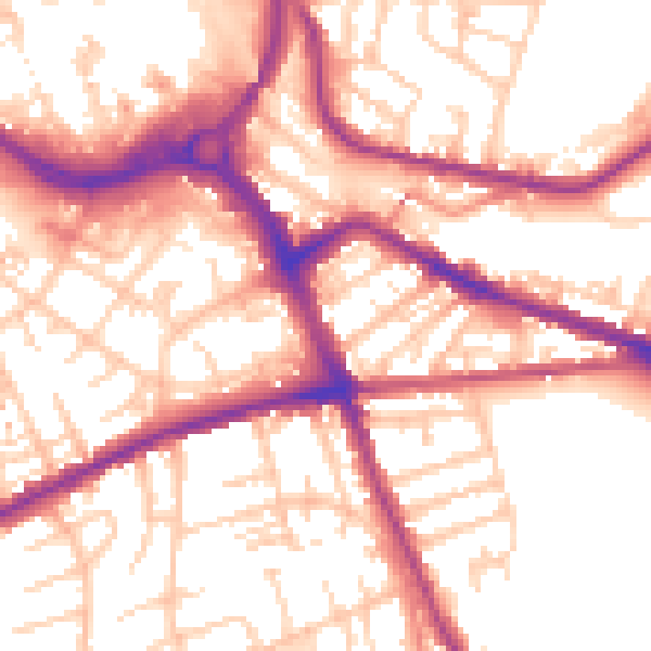 Daytime road noise heatmap for S70 1JB