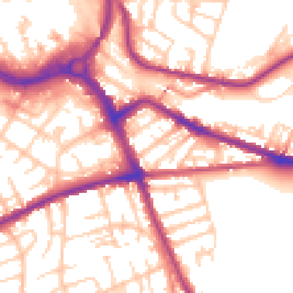 Daytime road noise heatmap for S70 1JD