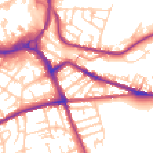 Daytime road noise heatmap for S70 1JG