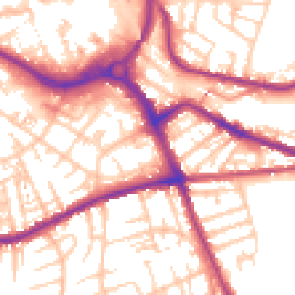 Daytime road noise heatmap for S70 1JN