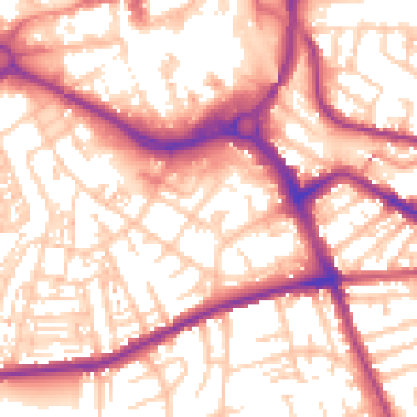 Daytime road noise heatmap for S70 1JP