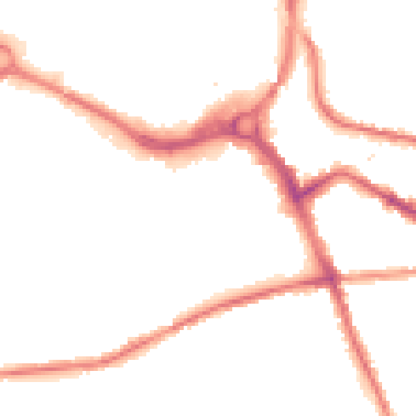 Night-time road noise heatmap for S70 1JP