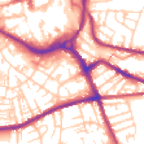 Daytime road noise heatmap for S70 1JR