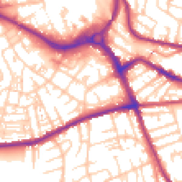 Daytime road noise heatmap for S70 1JS