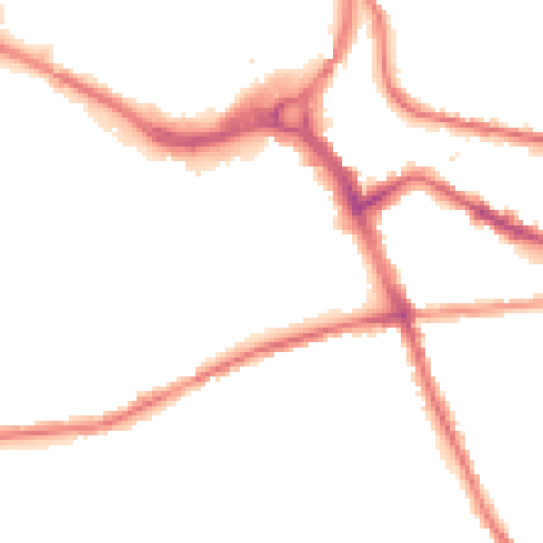 Night-time road noise heatmap for S70 1JS
