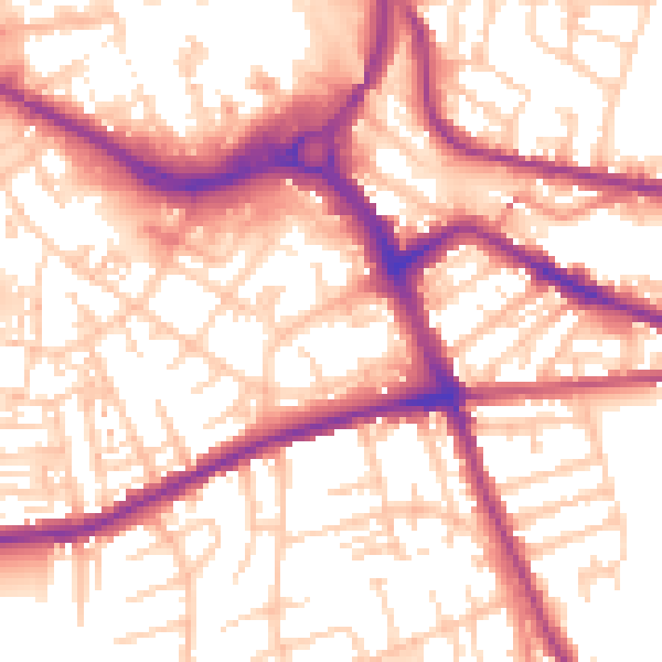 Daytime road noise heatmap for S70 1JT