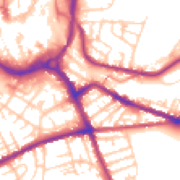 Daytime road noise heatmap for S70 1JU