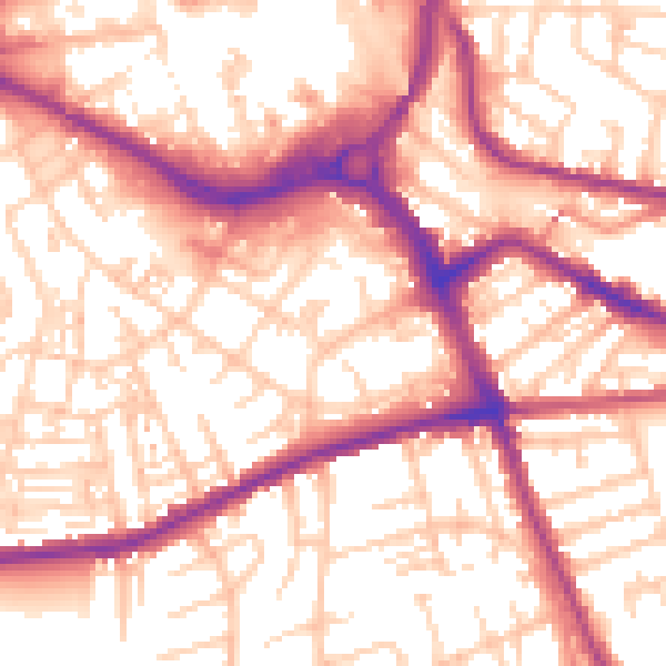 Daytime road noise heatmap for S70 1JW
