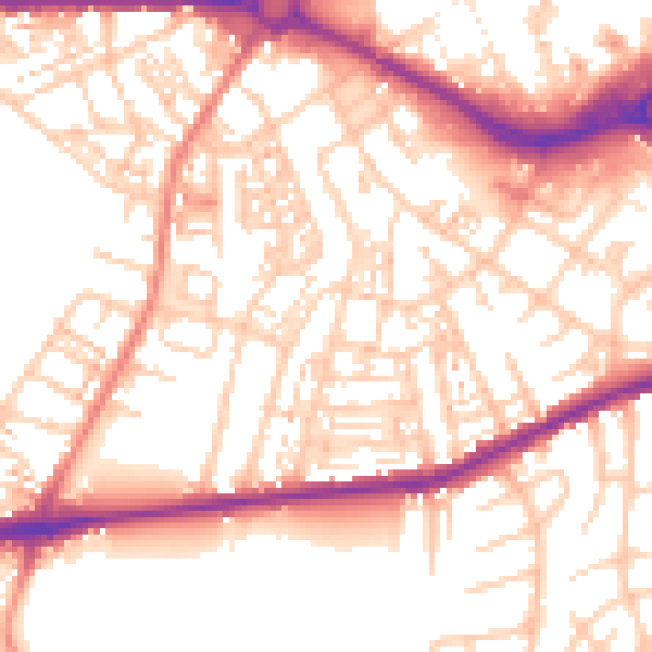 Daytime road noise heatmap for S70 1QE