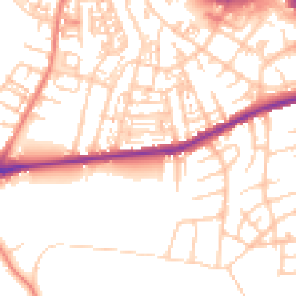 Daytime road noise heatmap for S70 1QW