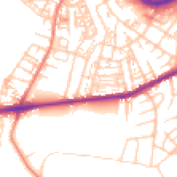 Daytime road noise heatmap for S70 1QY