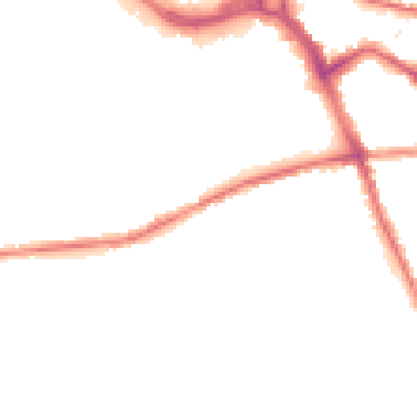 Night-time road noise heatmap for S70 1YW