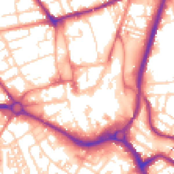 Daytime road noise heatmap for S70 2JB