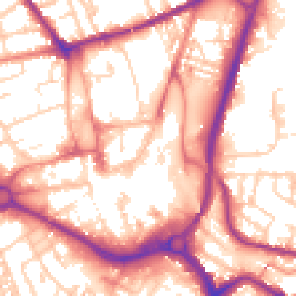 Daytime road noise heatmap for S70 2JJ