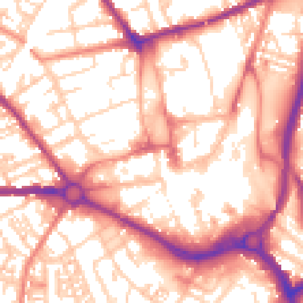 Daytime road noise heatmap for S70 2SW