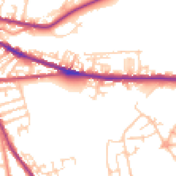 Daytime road noise heatmap for S70 3QJ