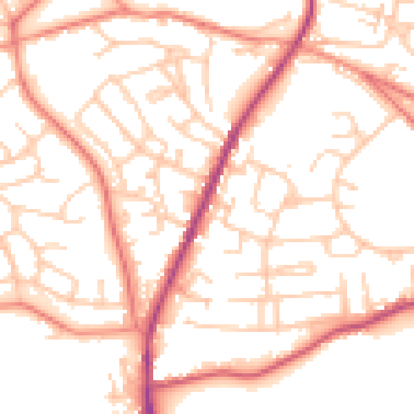 Daytime road noise heatmap for S70 5AA