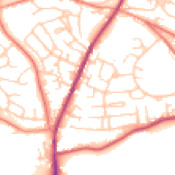 Daytime road noise heatmap for S70 5AG
