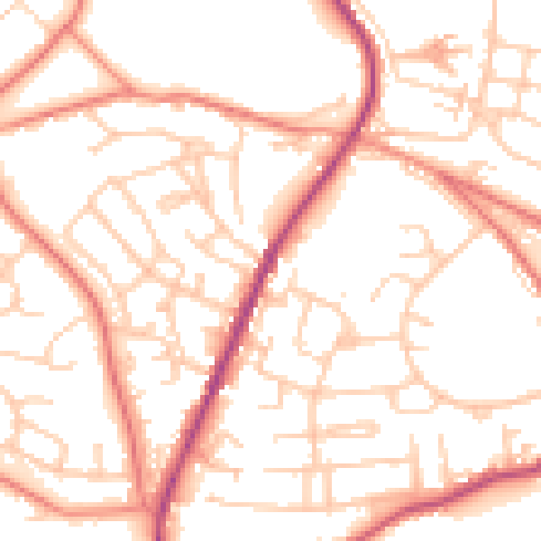 Daytime road noise heatmap for S70 5AJ