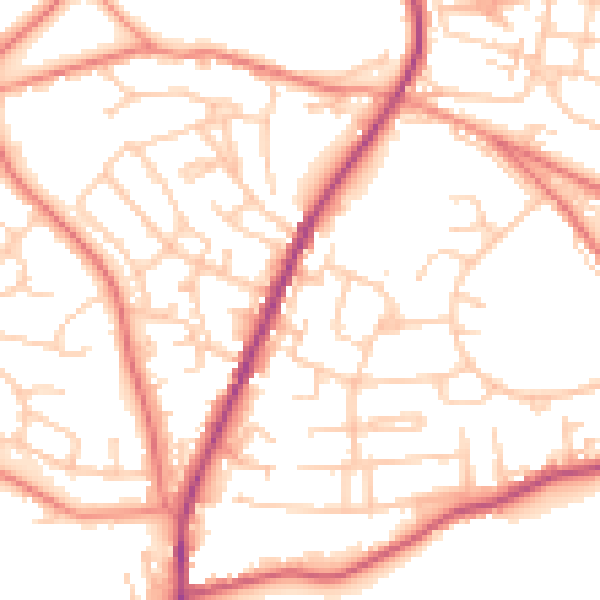Daytime road noise heatmap for S70 5AN