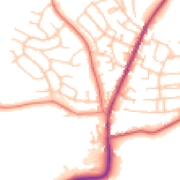 Daytime road noise heatmap for S70 5JR