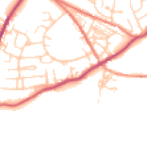 Daytime road noise heatmap for S70 5NW