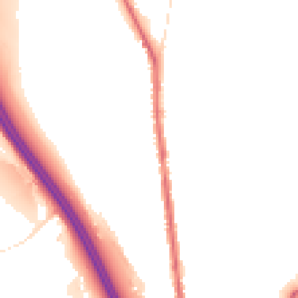 Night-time road noise heatmap for S70 5UU