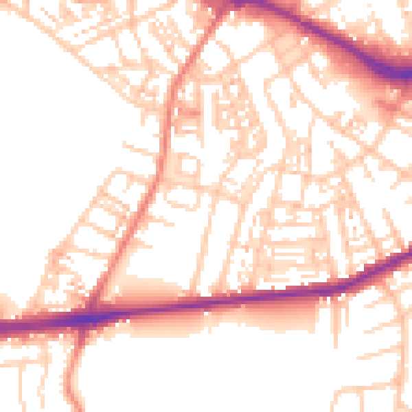 Daytime road noise heatmap for S70 6AY