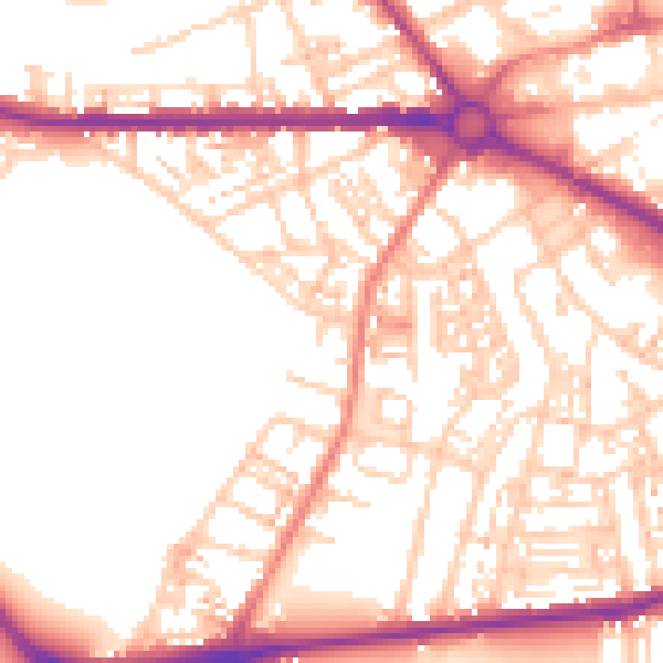 Daytime road noise heatmap for S70 6JQ
