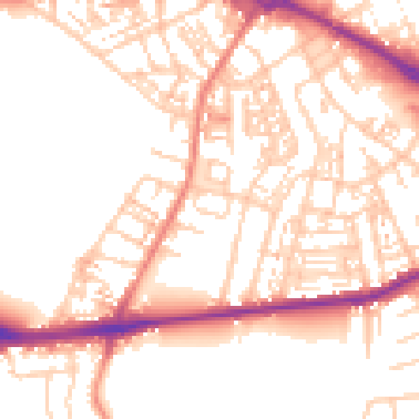 Daytime road noise heatmap for S70 6JU