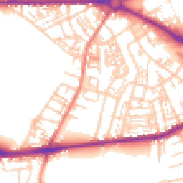 Daytime road noise heatmap for S70 6JW
