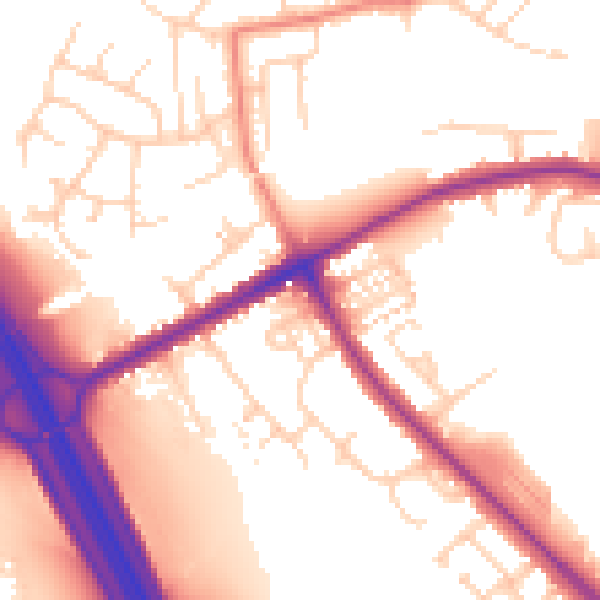 Daytime road noise heatmap for S70 6QB