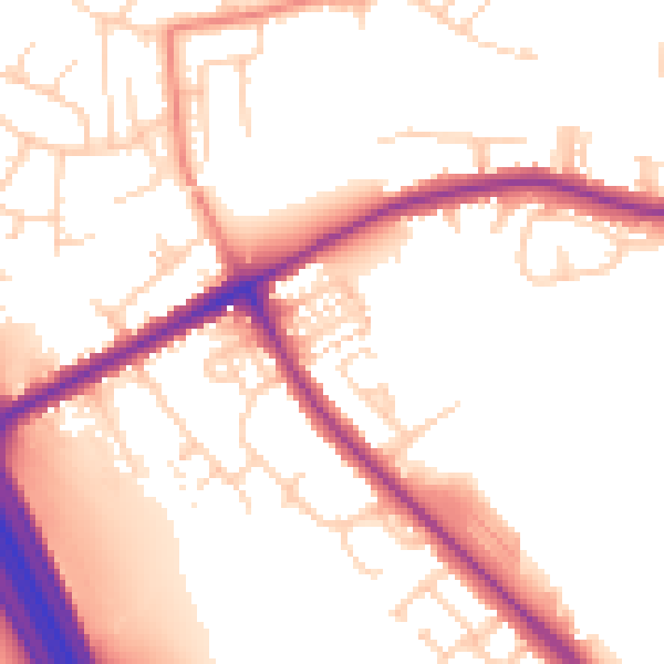 Daytime road noise heatmap for S70 6QH