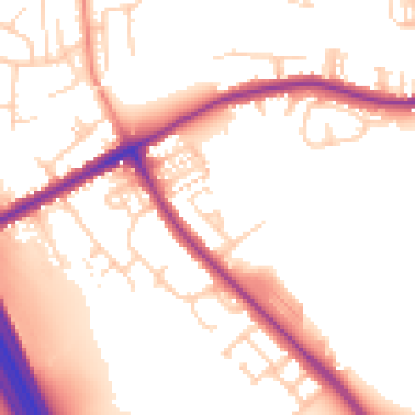 Daytime road noise heatmap for S70 6QX