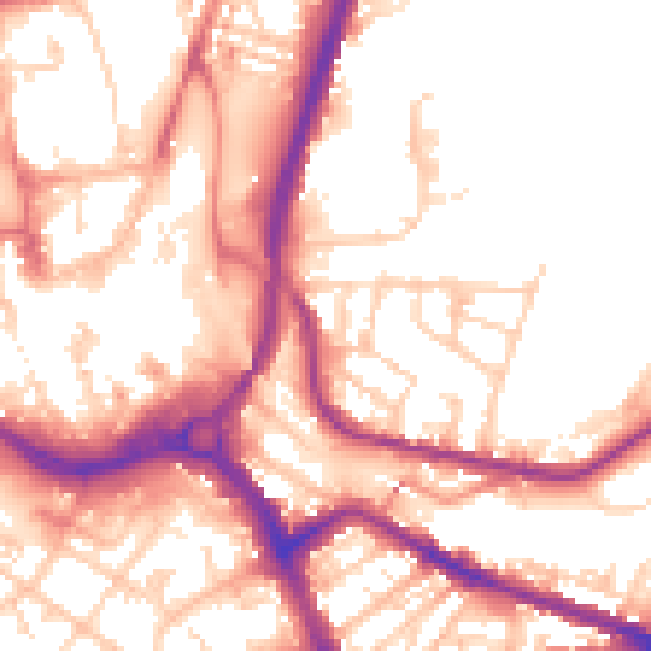 Daytime road noise heatmap for S71 1AJ