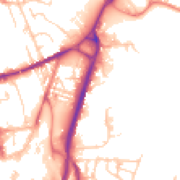 Daytime road noise heatmap for S71 1BQ