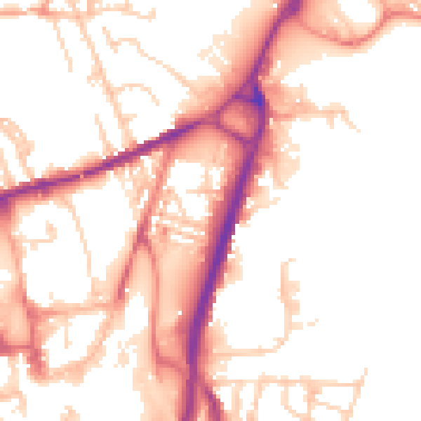 Daytime road noise heatmap for S71 1BW