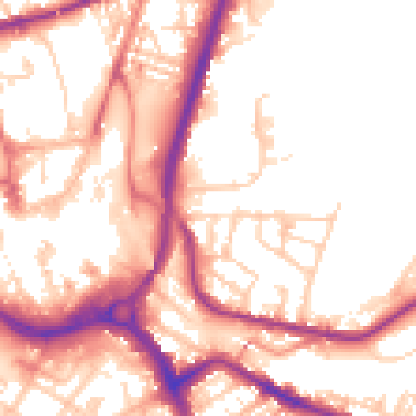 Daytime road noise heatmap for S71 1DY