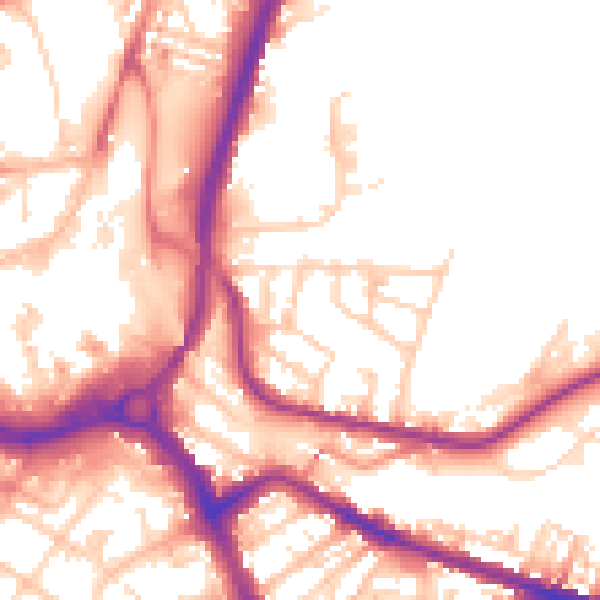 Daytime road noise heatmap for S71 1EE